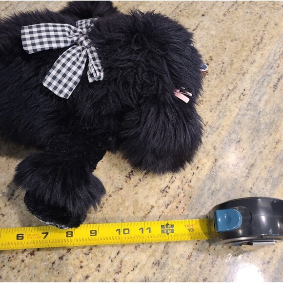Mary Meyer Black Pipi Poodle 14" Plush Stuffed Animal w Gingham Paws & Bow - Picture 10 of 11